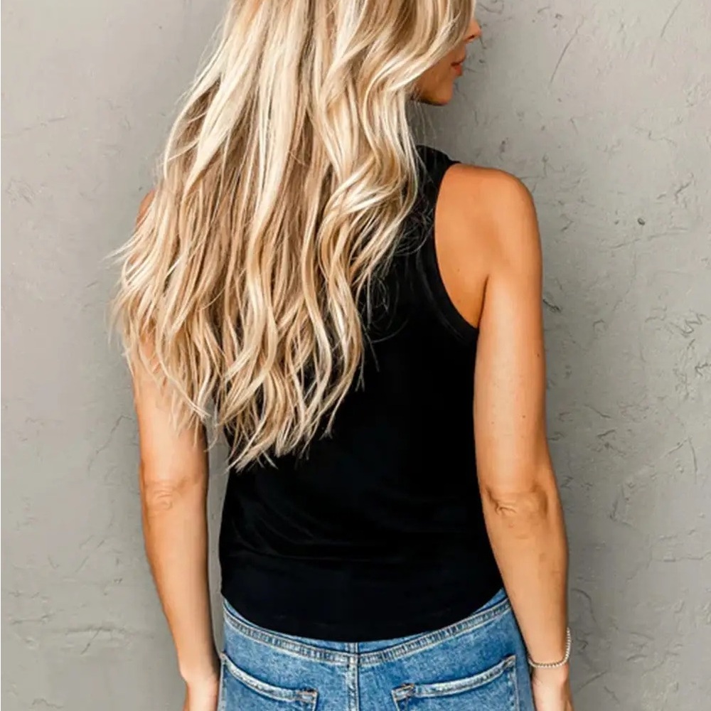 Elegant Black Faux Leather Tank Top - Picture 3 of 8